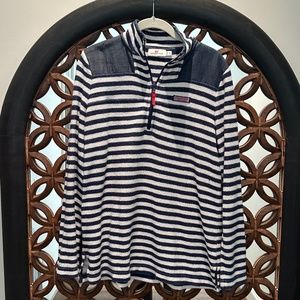 Vineyard Vines Terry Striped 1/4 Zip Pullover